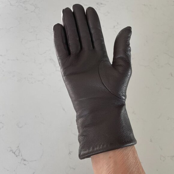 Jessica Leather Acrylic Lined Outdoor Gloves w Silver Embellishment Sz OS NWOT - Picture 6 of 11